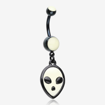 Blackline Glow in the Dark Alien Belly Button Ring-Black/Green
